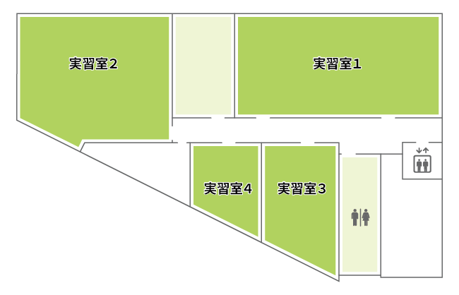 5Fフロア　実習室１、実習室２、実習室３、実習室４